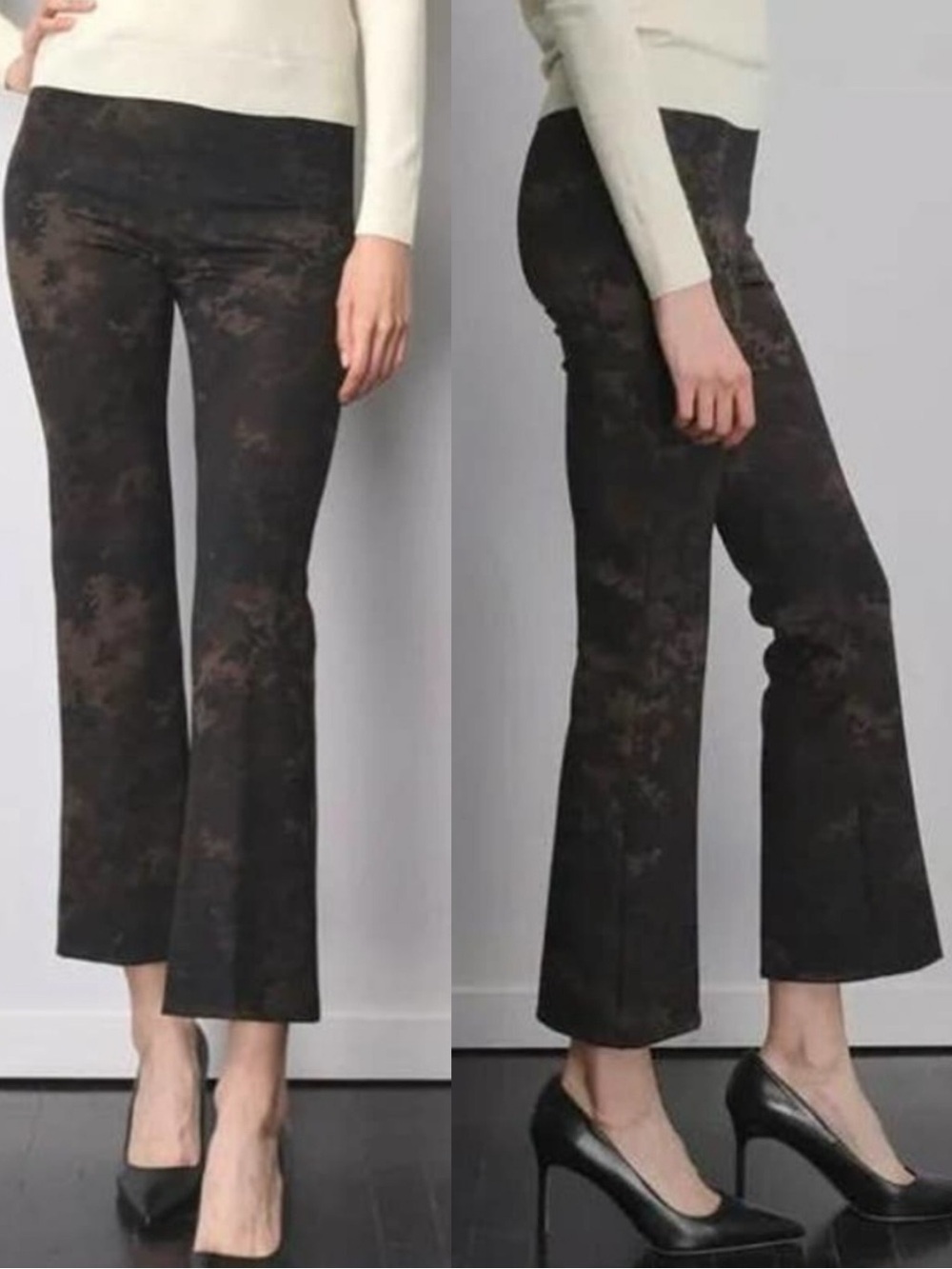 Avenue Montaigne Leo Freedom Stretch Pants Cropped Kick Flare Pull On Camo 2